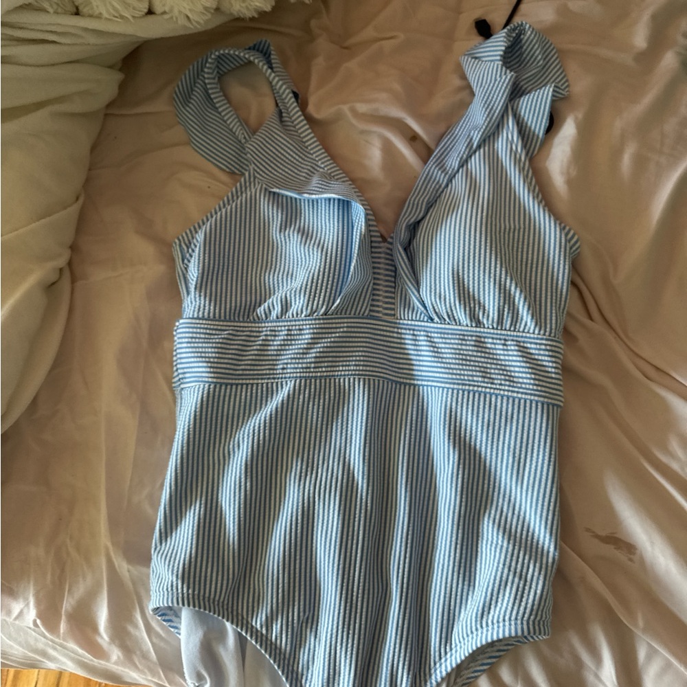 Striped Blue and White Swimsuit